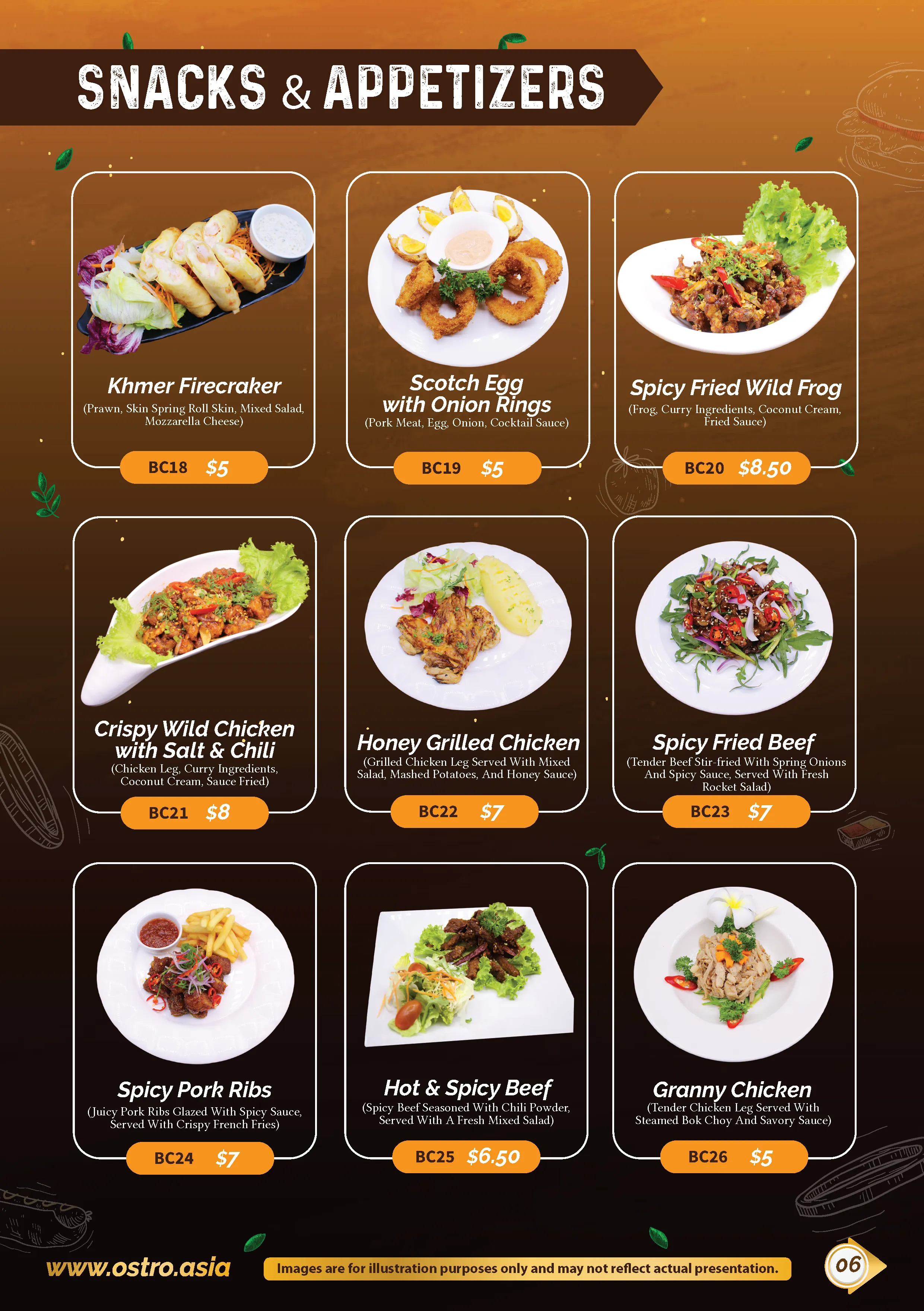 Snack & Appetizers Menu 1